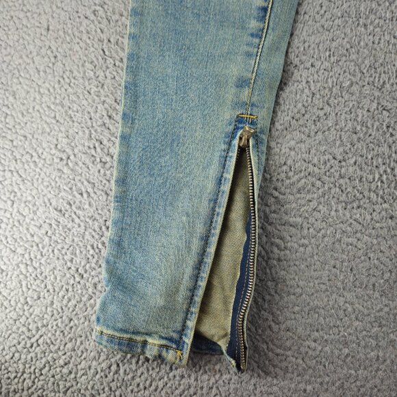 mnml M5 Stretch Denim Jeans Mens 28 Blue Ankle Zip Tapered Skinny Distressed - Picture 13 of 15